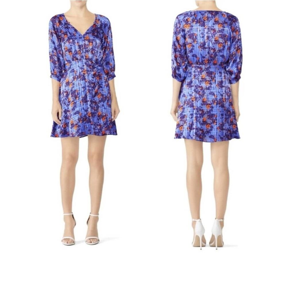 Tanya Taylor Blue Fan Floral Natalia Silk Dress 2